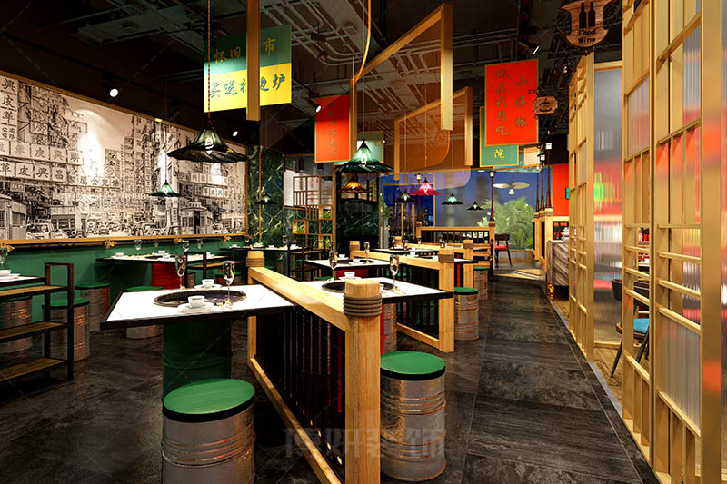 昆明烧烤店设计，餐饮空间设计装修，昆明烧烤店铺装修设计